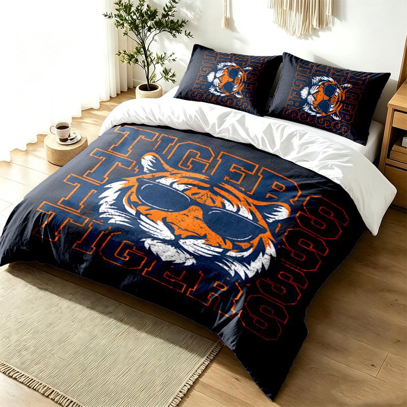 Detroit Tigers 3pc Duvet Cover Set Simple Modern Bedding Set Wrinkle Resistant Soft Fabric All Season Use a perfect gift