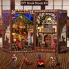 Деревянный Миниатюрный Кукольный Домик DIY Набор для Книжной Полки 3D Модель-Пазл Книжная Полка Подставка для Книг Игрушка Со Светодиодной Подсветкой Подарок на День Рождения для Взрослых