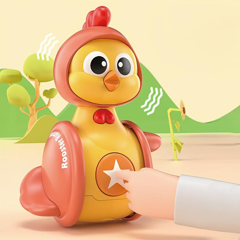 1pc Cartoon Chicken Rooster Spinner, Kids Educational Toy, Baby Crawling Soothing Slider, Press Activated Plastic Plaything for Toddlers