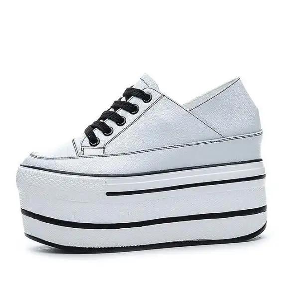 Мода Натуральная Высота Увеличена Супер Высокая Платформа Повседневная Спортивная Женская Повседневная Обувь Клиновидный Каблук Увеличенный Каблук Слипоны Кроссовки
