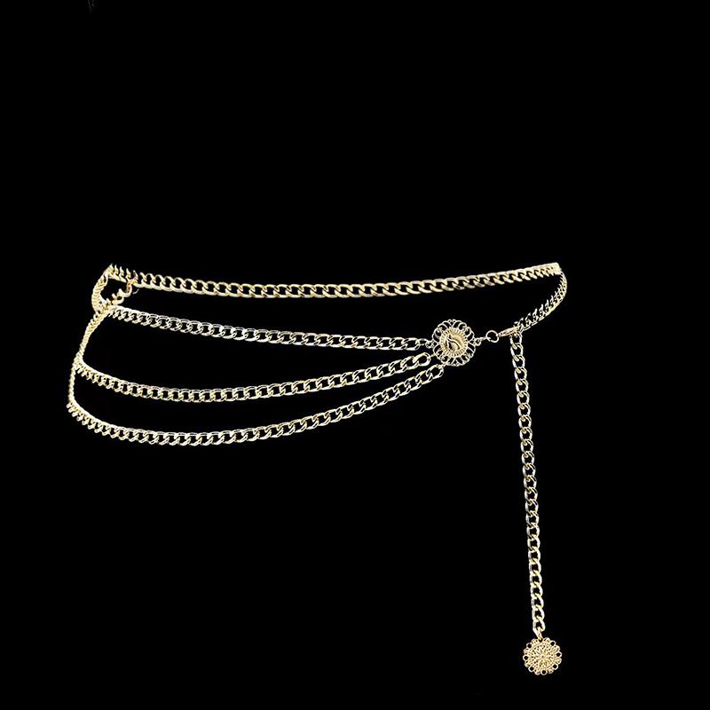 Элегантный круглый металлический пояс для женщин ретро золото серебро резной ажурный пояс модное платье украшение