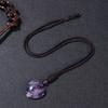 Heart shaped amethyst necklace, adjustable, peach heart natural stone pendant, crystal necklace, women's sweater chain
