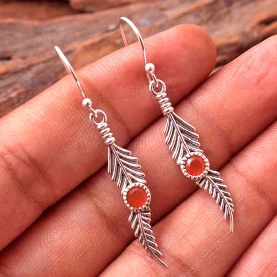 925 Серебряная серьга Ювелирные изделия ручной работы Сердолик Серьга