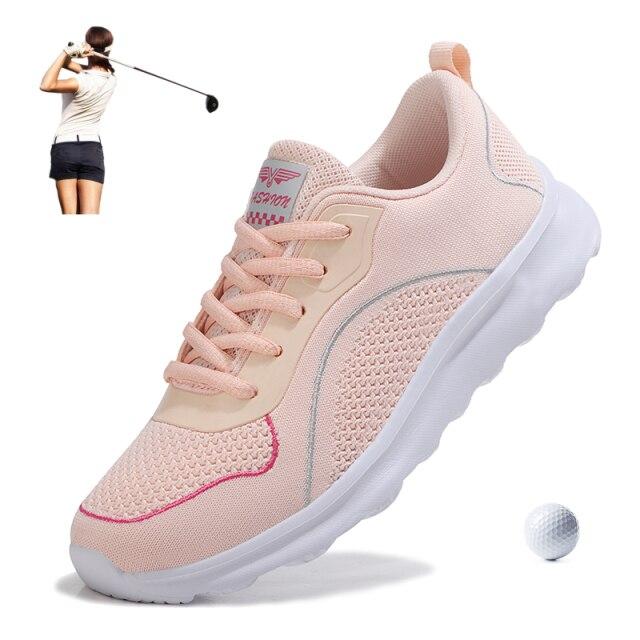 Женские весенние летние туфли для гольфа, белые, розовые, женские уличные кроссовки для тренировок по гольфу, большой размер 35-42, обувь для травы, спортивные кроссовки