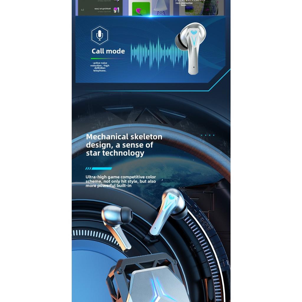 Наушники TWS Bluetooth, беспроводные наушники, стереонаушники True Wireless, HiFi-звук с подсветкой, игровая гарнитура