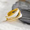 Eetit Fashion White Enamel Creative Irregular 316 Stainless Steel Open Ring Waterproof Women Jewelry Stylish Charm Bijoux New