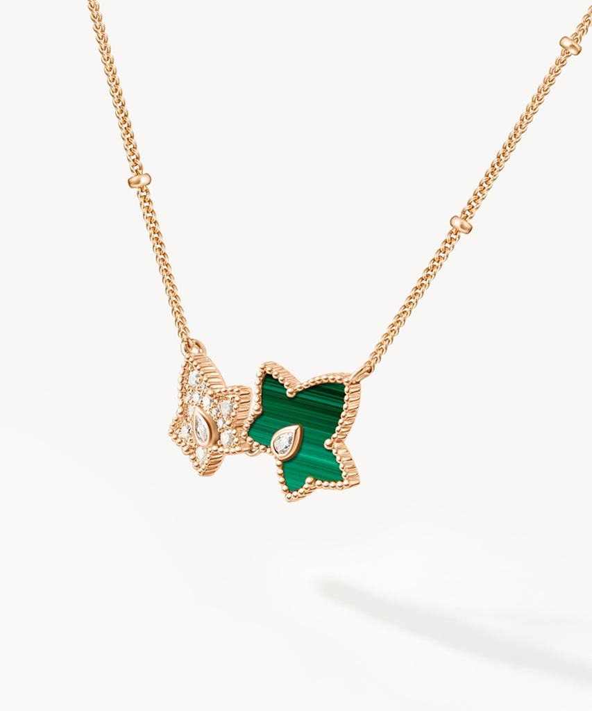 Lola Rose Ivy Malachite Bead Cubic Double Pendant Necklace