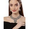 Shining Diva Fashion Latest Stylish Traditional Oxidised Silver Necklace Jewellery Set for Women