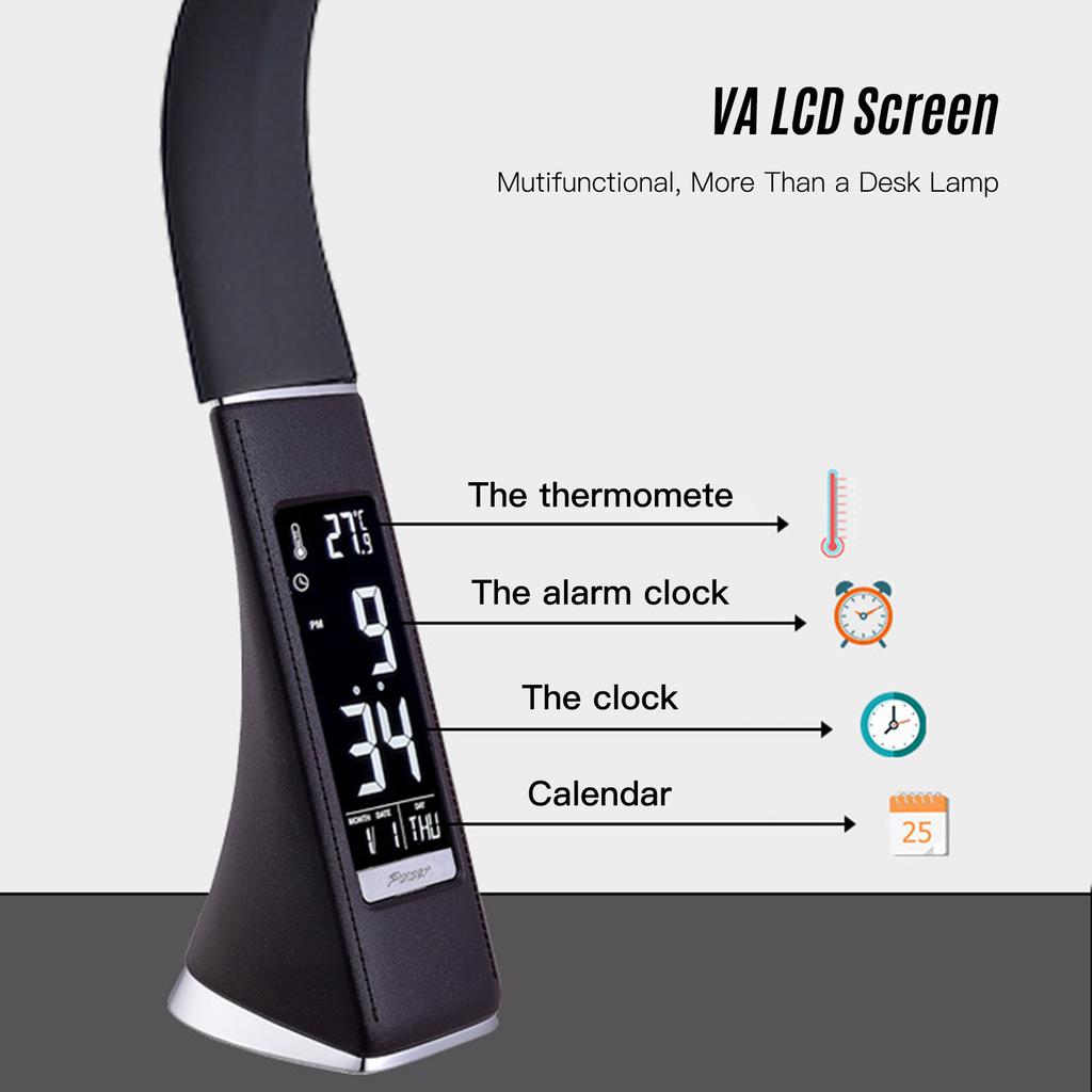 Multifunctional LED Desk Lamp Eye-Caring Table Lamp Adjustable Study Desk Light with Calendar