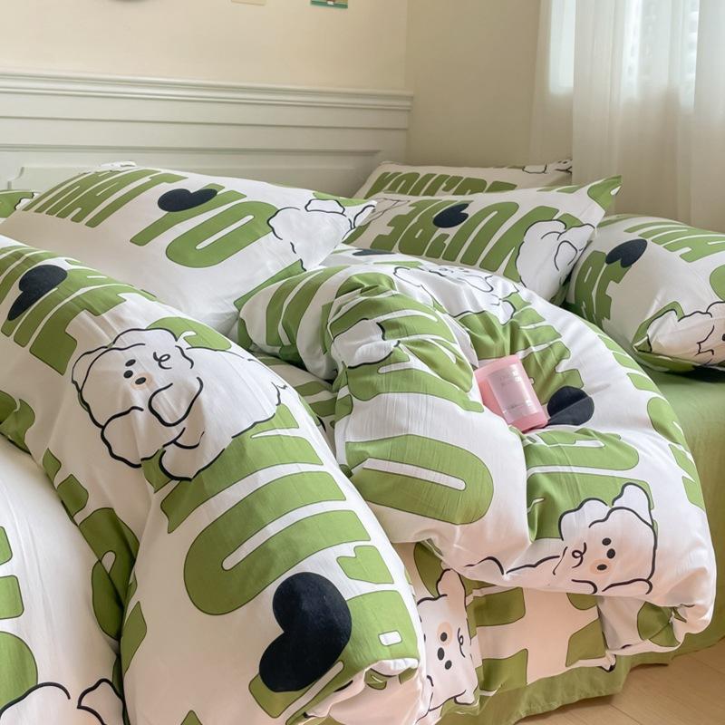 Маленький комплект из четырех предметов из свежевыстиранного хлопка, постельное белье, пододеяльник, комплект из трех предметов для односпальной кровати в общежитии