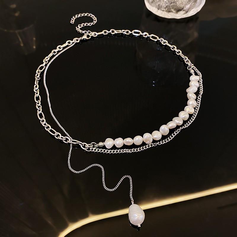 Baroque Freshwater Pearl Layered Necklace Women Tassel Choker Chain Fashion Jewelry