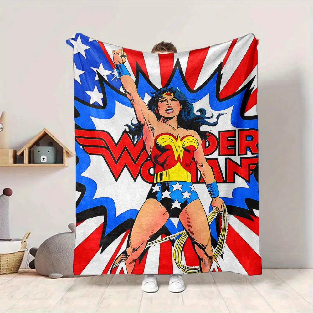 1 шт. Чудо-женщина, Фланелевое одеяло-плед Супергерой Мягкое, Теплое и Уютное для Дивана, Кровати, Офиса и Путешествий Универсальный Подарок на Любой Сезон, Рождественский подарок