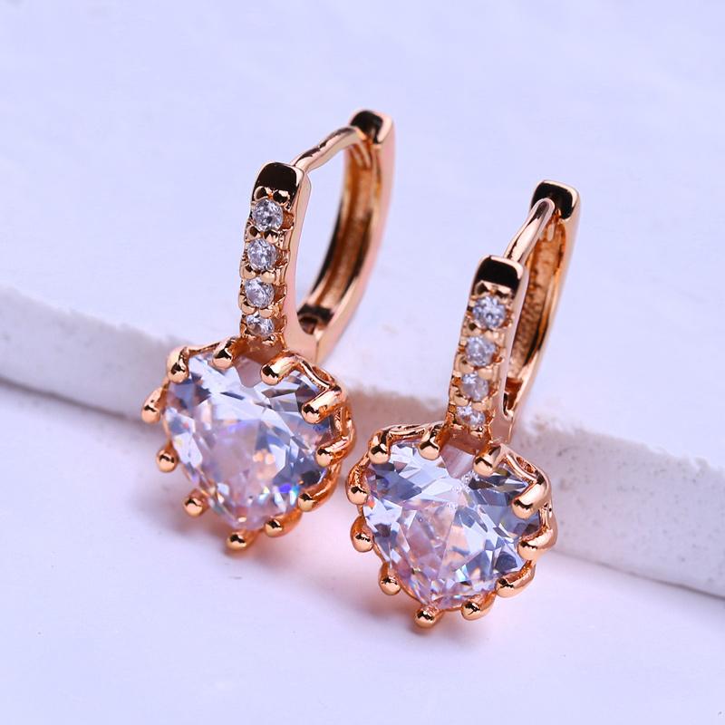 LSOOYH серьги-клипсы цвета розового золота, модные серьги для женщин, овальные серьги-гвоздики с кубическим цирконием, ювелирные изделия