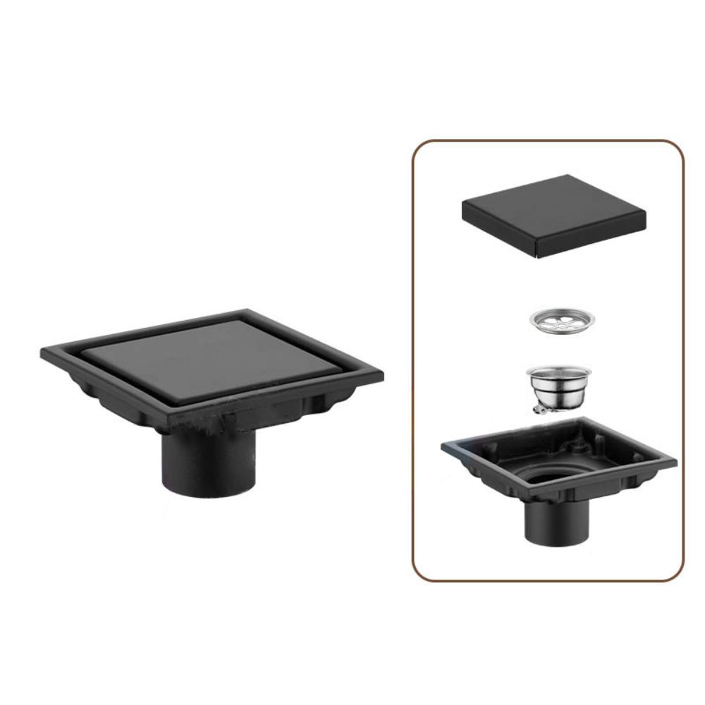 Anti-odor Large Flow Draine Tile Insert Shower Grates Durable Square Floor Waste Drain  Kitchen