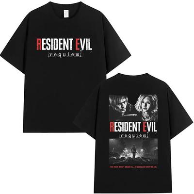 Горячая Игра Resident Evil Графическая Футболка Мужская Женская Готическая Одежда Футболка с Коротким Рукавом Y2k Винтажная Высококачественная Летняя Хлопковая Футболка