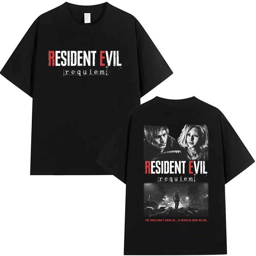 Горячая Игра Resident Evil Графическая Футболка Мужская Женская Готическая Одежда Футболка с Коротким Рукавом Y2k Винтажная Высококачественная Летняя Хлопковая Футболка