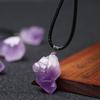Leather Rope Amethyst Crystal Necklace Female Necklace Korean Style Jewelry Geometry Clavicle Chain