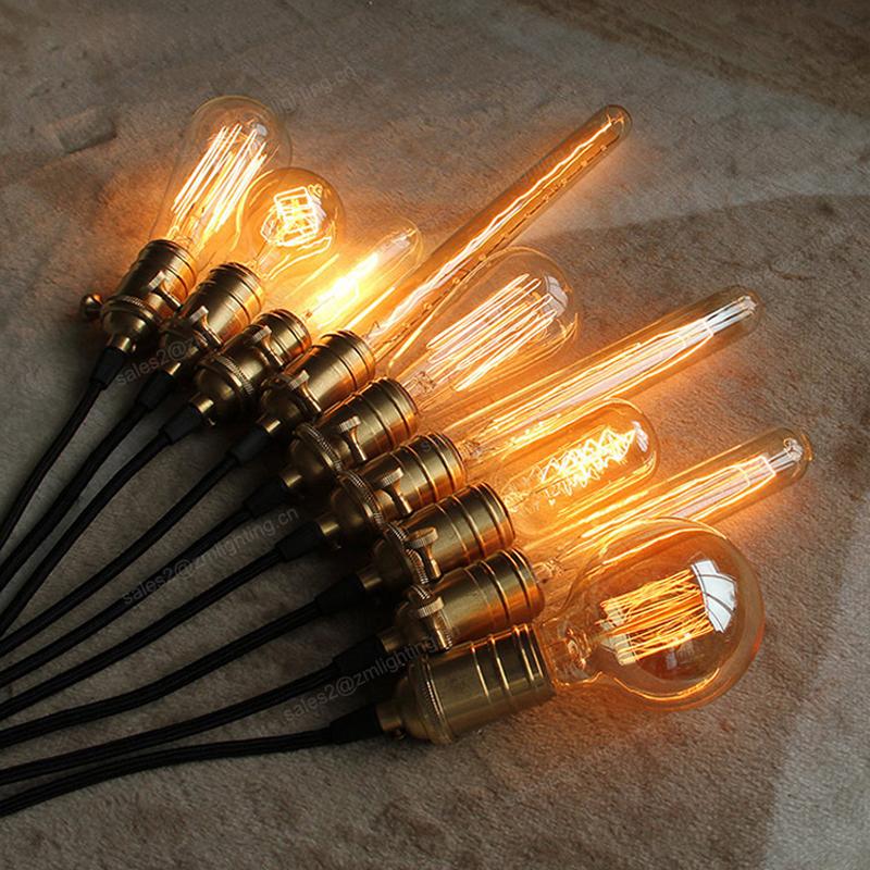 110V-220V Antique Incandescent Filament Lamp ST64 ST58 E26 E27 B22 Retro Decorative Light 25W 40W 60W Vintage Style Edison Bulbs