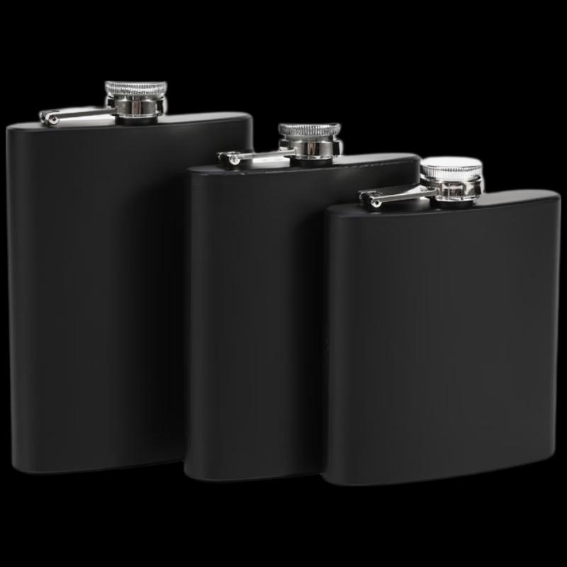 8oz Matte Black Stainless Steel Portable Hip Flask