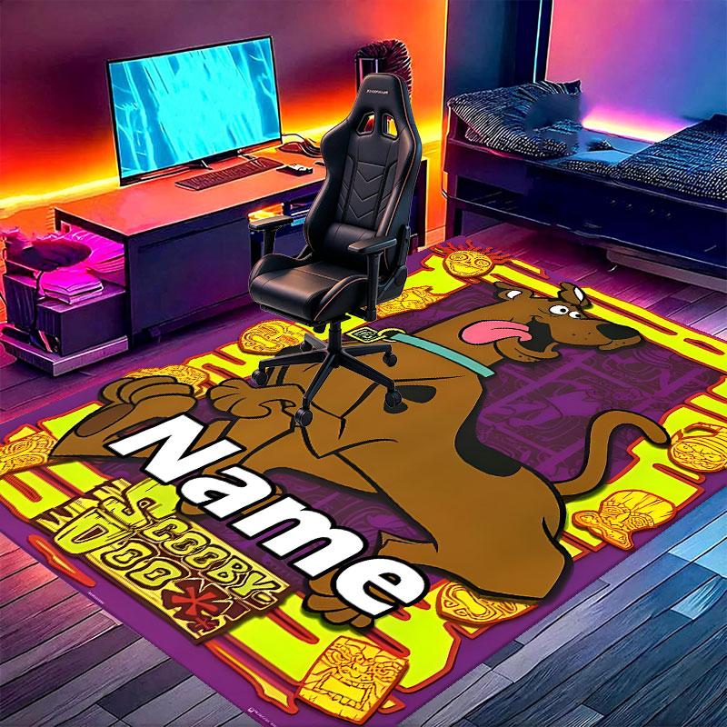 Custom Name Personalized Scooby Print Carpet, Versatile Home Decor Rug, for Playroom, Apartment, Balcony, Entryway, Hallway Gift