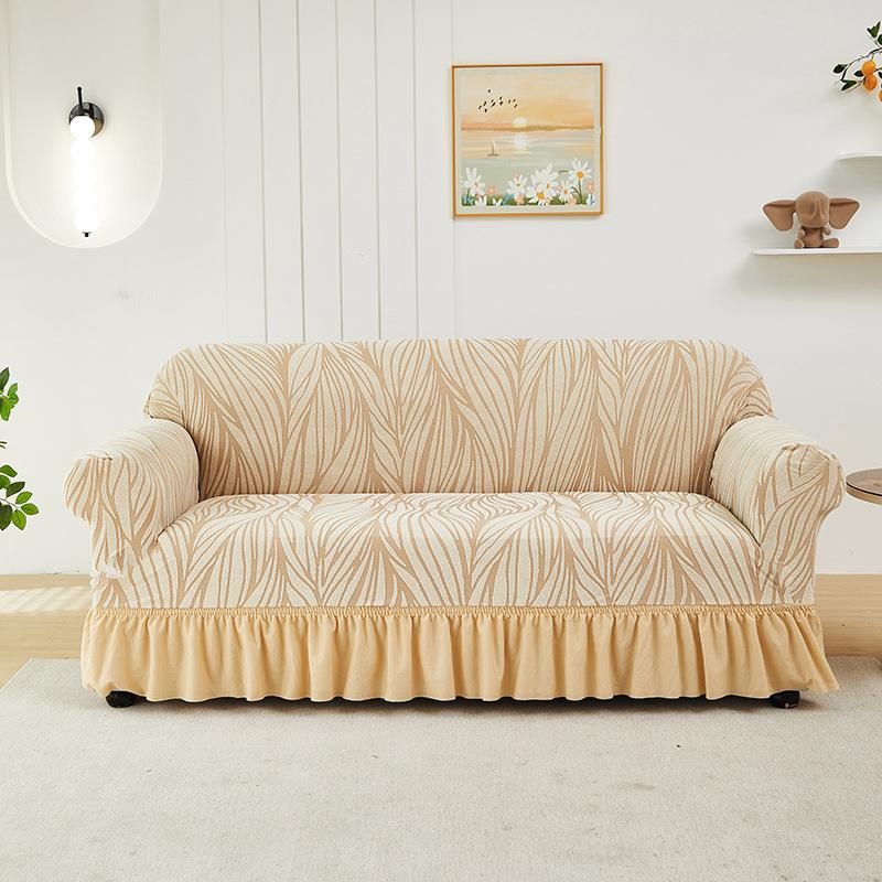 Чехол для дивана с жаккардовой юбкой Изображение Гофрированный всеобъемлющий эластичный чехол для дивана Утолщенный нескользящий универсальный на все сезоны
