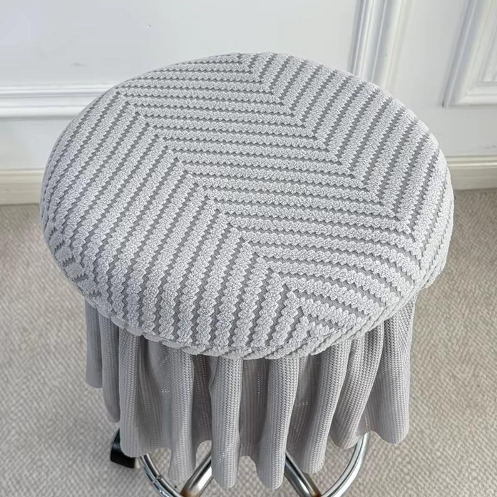 New Full-Coverage Bar Round Stool Cover with Skirt Hem Elastic Round Chair Cover Washable Non-slip Seat Chair Slipcover