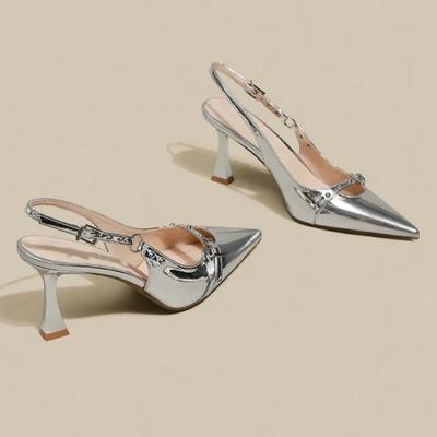 Туфли-сандалии из лакированной кожи с ремешком и заклепками, нишевый дизайн, темпераментные, знаменитость, высокий каблук, новинка лета и осени 2025