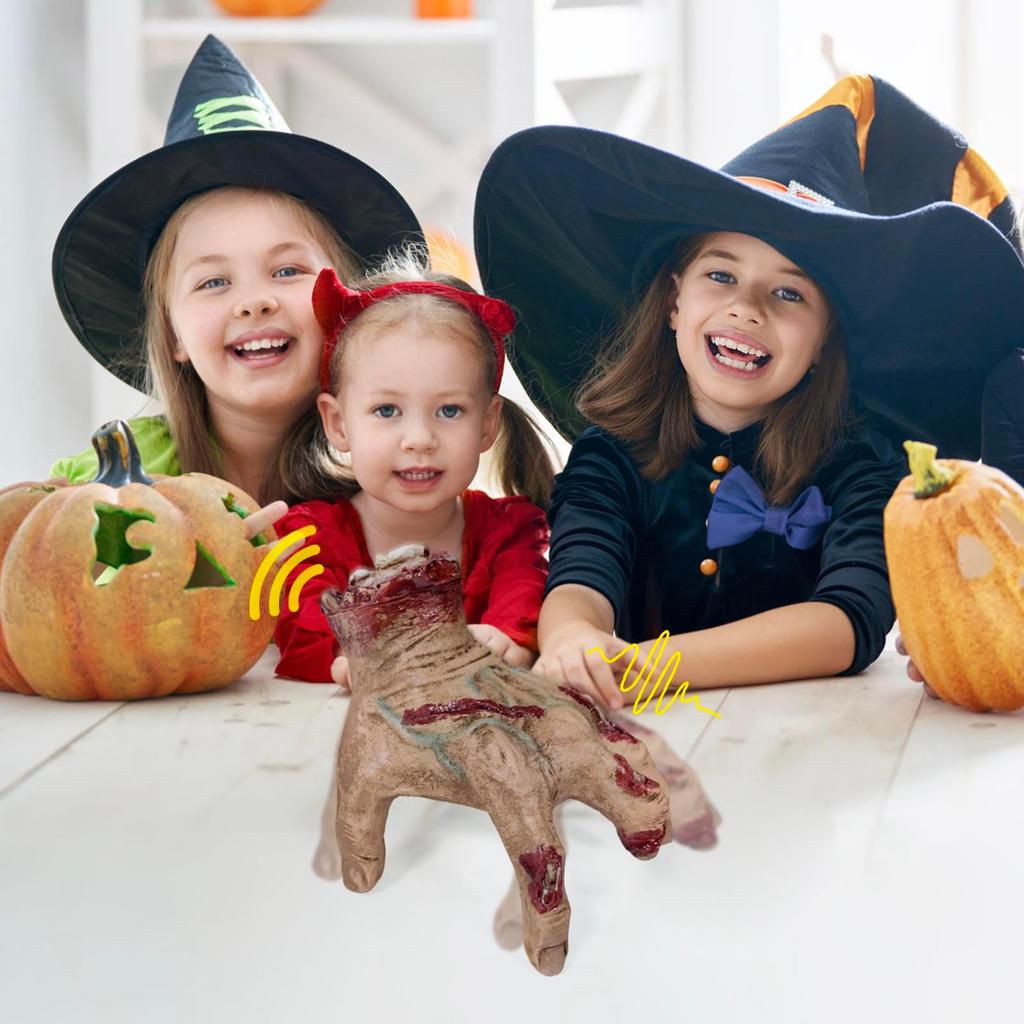 Halloween Animatronics Crawling Hand Decorations, Sound Activated With Creepy Sound, Scary Motion Haunted House Holiday Severed Hand Decor Horror Prop