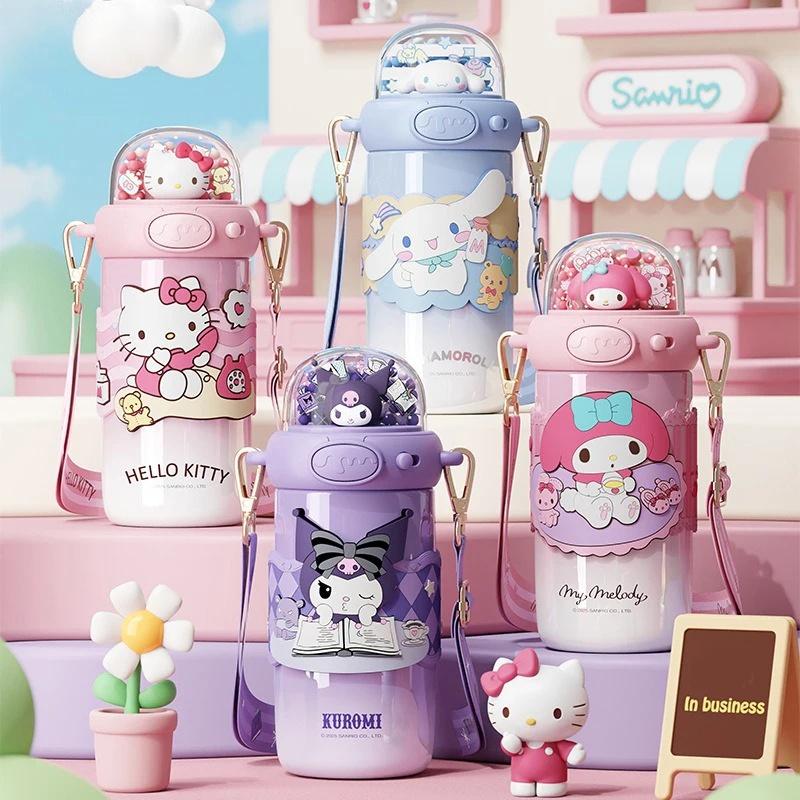 X&W Sanrio Термокружка с трубочкой Мультяшная Куроми Бутылка для питьевой воды Вакуумные фляги из нержавеющей стали с 3D креативной крышкой Подарки для детей