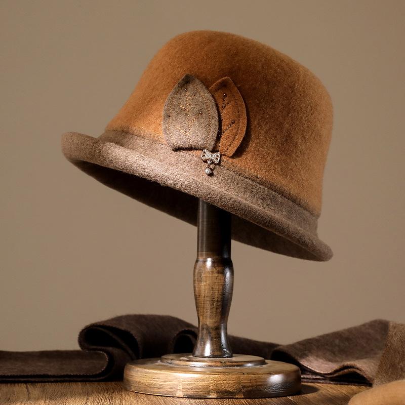 Шерстяная рыбацкая шляпа, женская осенне-зимняя теплая модная шляпа-цилиндр с темпераментом, шляпа-тазик для мамы