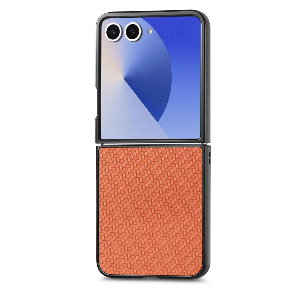 Чехол для Samsung Galaxy Z Flip7 5G с текстурой из углеродного волокна PU+PC+TPU Задняя крышка телефона