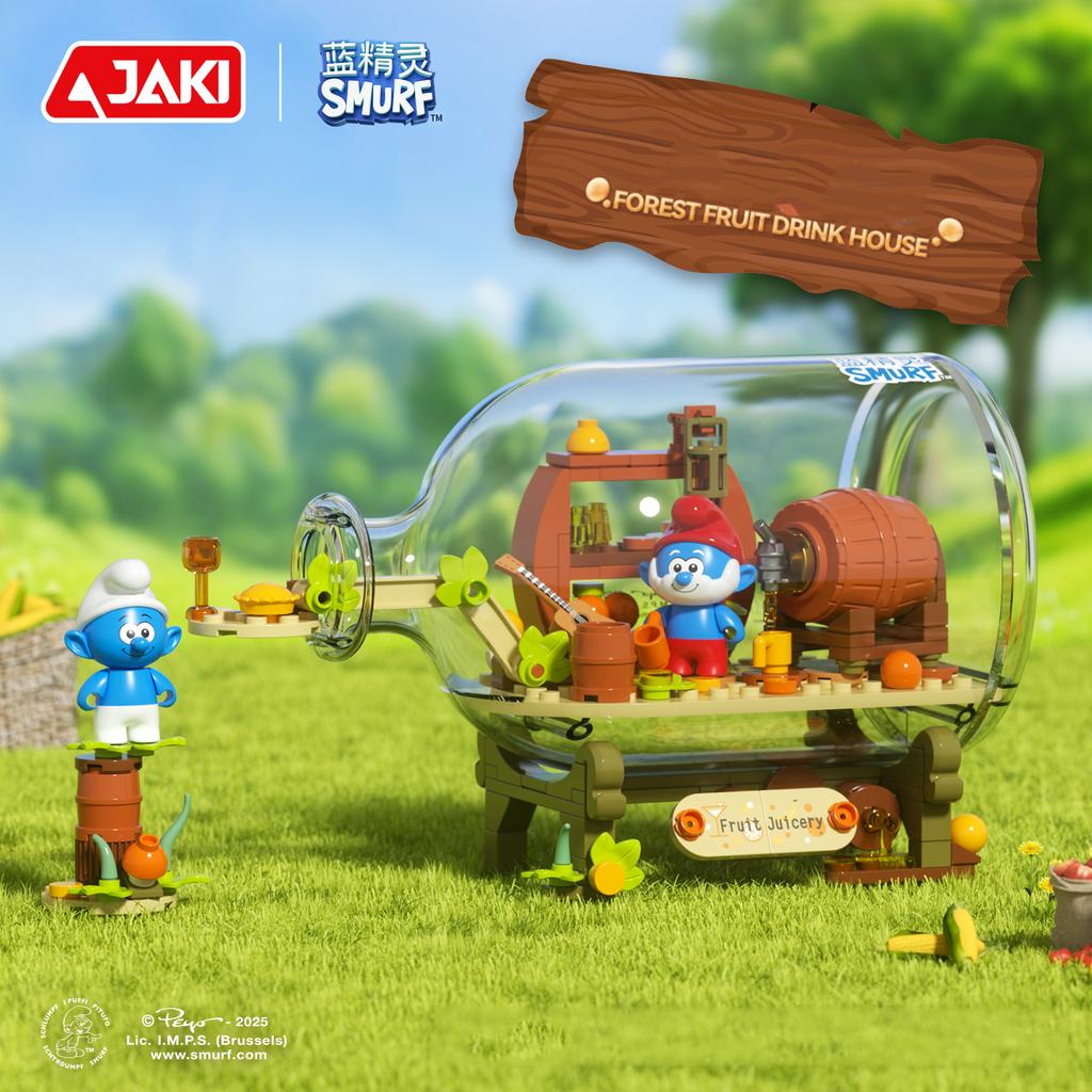 Смурфики Дрейфующая бутылка Конструктор Выращивание грибов Сад Лес Фруктовый напиток Дом Модель Кирпичики Детские игрушки сделай сам Праздничный подарок