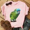 Summer Cartoon Animal Parrot Print Round Neck Short Sleeve T-shirt Base for Women Fashion T Shirt Women Casual Clothes Y2k Tops