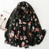Autumn And Winter Cotton And Hemp Texture Scarf With Gold Plated Dots, Small Flower Haired Scarf, Warm Shawl For Women