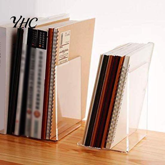 L-shaped Bookend 4Pcs Book End Transparent Acrylic Bookends Smooth Surface Stand L-Shaped Storage Rack for Home School