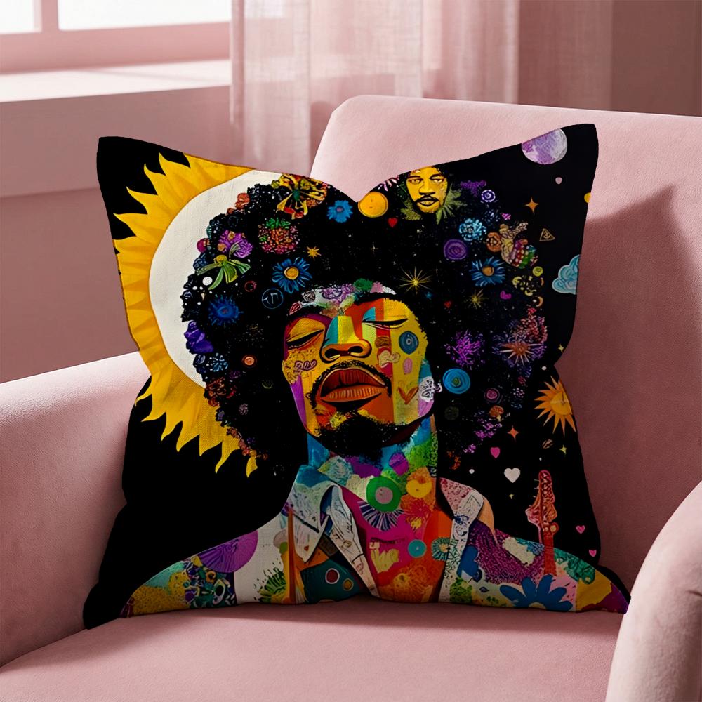 Чехол на подушку SingerJ-Jimi H-Hendrix, Универсальный чехол для подушки для дома и автомобиля - Двусторонний, Мягкий и прочный для ежедневного использования