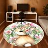 1pc rabbit flower Round Chair mat office Area Rug - Non-Slip, Floor Mat for Office, Bedroom, Ideal home decor gift c0112081