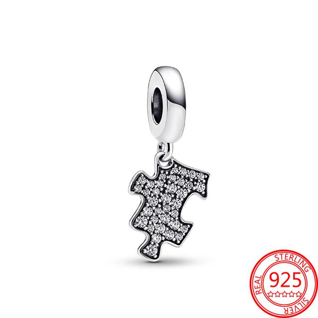 Trendy S925 Silver Gold Plated Pavé Zircon Sparkling Around Stars Dangle Charm Fit Fashion Bracelet DIY Jewelry Gift Making