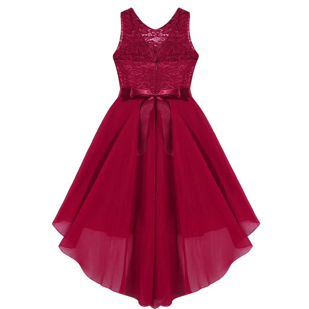 Кружевное шифоновое платье с цветочным принтом для девочек, пышное платье принцессы на свадьбу, выпускной вечер, вечернее платье