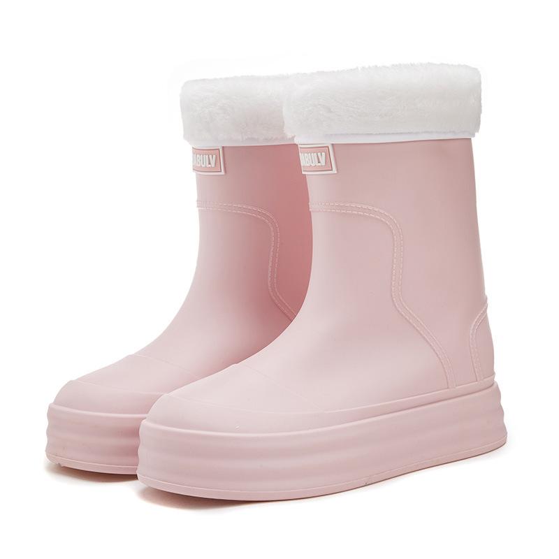 Новые женские дождевики средней высоты, модные повседневные резиновые сапоги на толстой подошве, верхняя одежда, теплая и износостойкая пляжная обувь для отдыха на воде