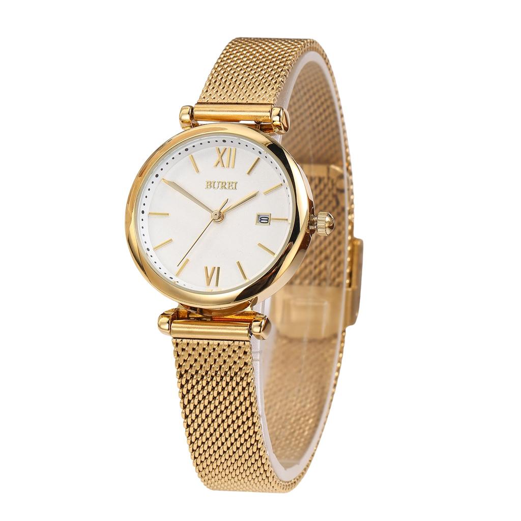 BUREI Quartz Analog Watch with Stainless Steel Slim and Perfect for and A Great Gift for and Perfect for Birthdays and Celebrations Stainless Women's
