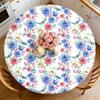 Весенняя скатерть на резинке круглая с цветочным рисунком, с эластичным краем, скатерть с деревенскими цветочными и растительными узорами, покрытие для стола для пикника, фермерского дома, домашнего декора для вечеринки