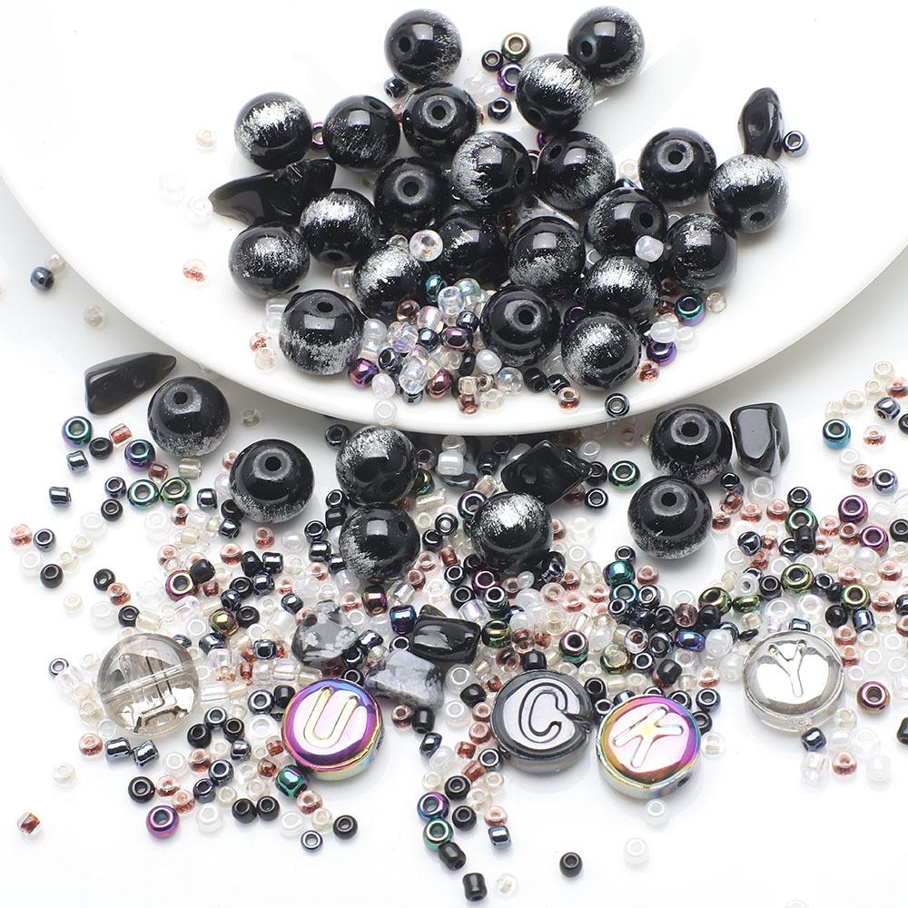 LUCKY буква круглая бусина просо бусина стеклянный хрустальный бусина комбинация набор DIY цепочка для мобильного телефона бижутерия бисерный материал сумка