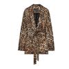 Блейзеры с поясом в стиле ретро с леопардовым принтом 8640156 Отпуск Анималистичный принт Повседневные брюки 8567156