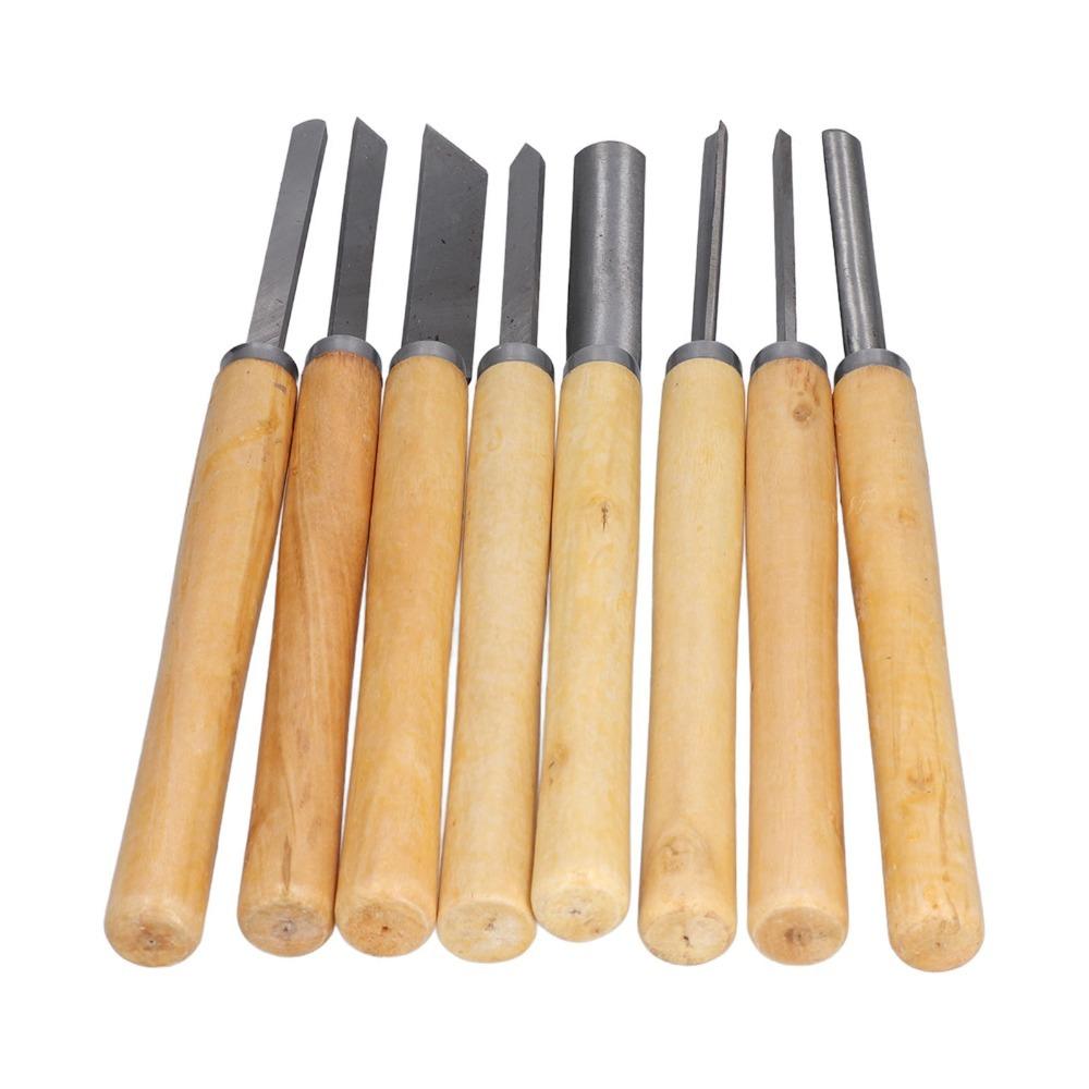 8PCS HSS Steel Wood Carving Tools Groove Parting Lathe Chisel Set Wood Turning Chisels For Hardwood
