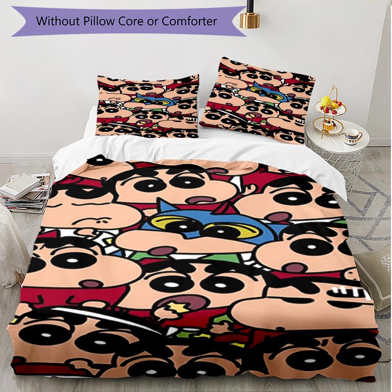 3pcs Duvet Cover Set (1*Duvet Cover + 2*Pillowcase, Without Core), Cartoon comics Print Soft All‑Season Bedding Set, Home Bedroom Decor Gift