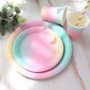 Rainbow Birthday Disposable Tableware Rainbow Gradient Rainbow Plates Napkins Kids Girls Happy Rainbow Birthday Party Supplies