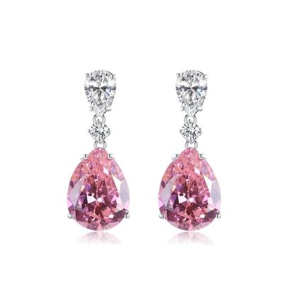 Bellitia Jewelry Помолвочные Королевский Розовый Цирконий Висячие Стерлинговое Серебро Подарок для Женщин Серьги, Серьги, 925,