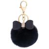 Rabbit Fur Pom-pom Key Chain Bag Charm Fluffy Puff Ball Bow Key Ring Car Pendant Fashion Decoration Accessories Supplies