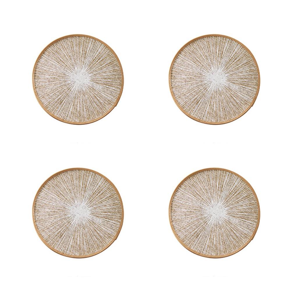 4PCS Bohemia Round Burlap Macrame Placemats Ray Pattern Dinnerware Mat Jute Tableware Mat Hotel